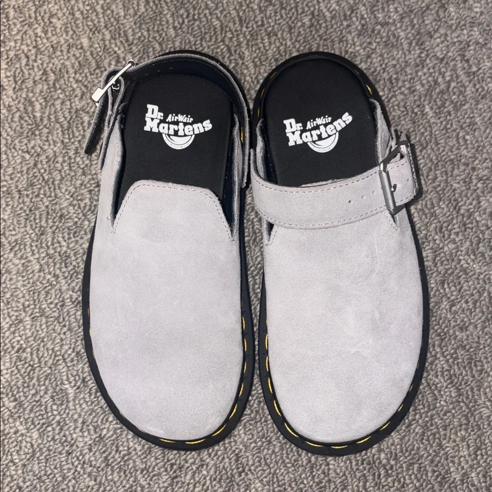 NWT DR. MARTENS Zebzag Suede Slingback Platform Mule in Grey - Picture 7 of 9